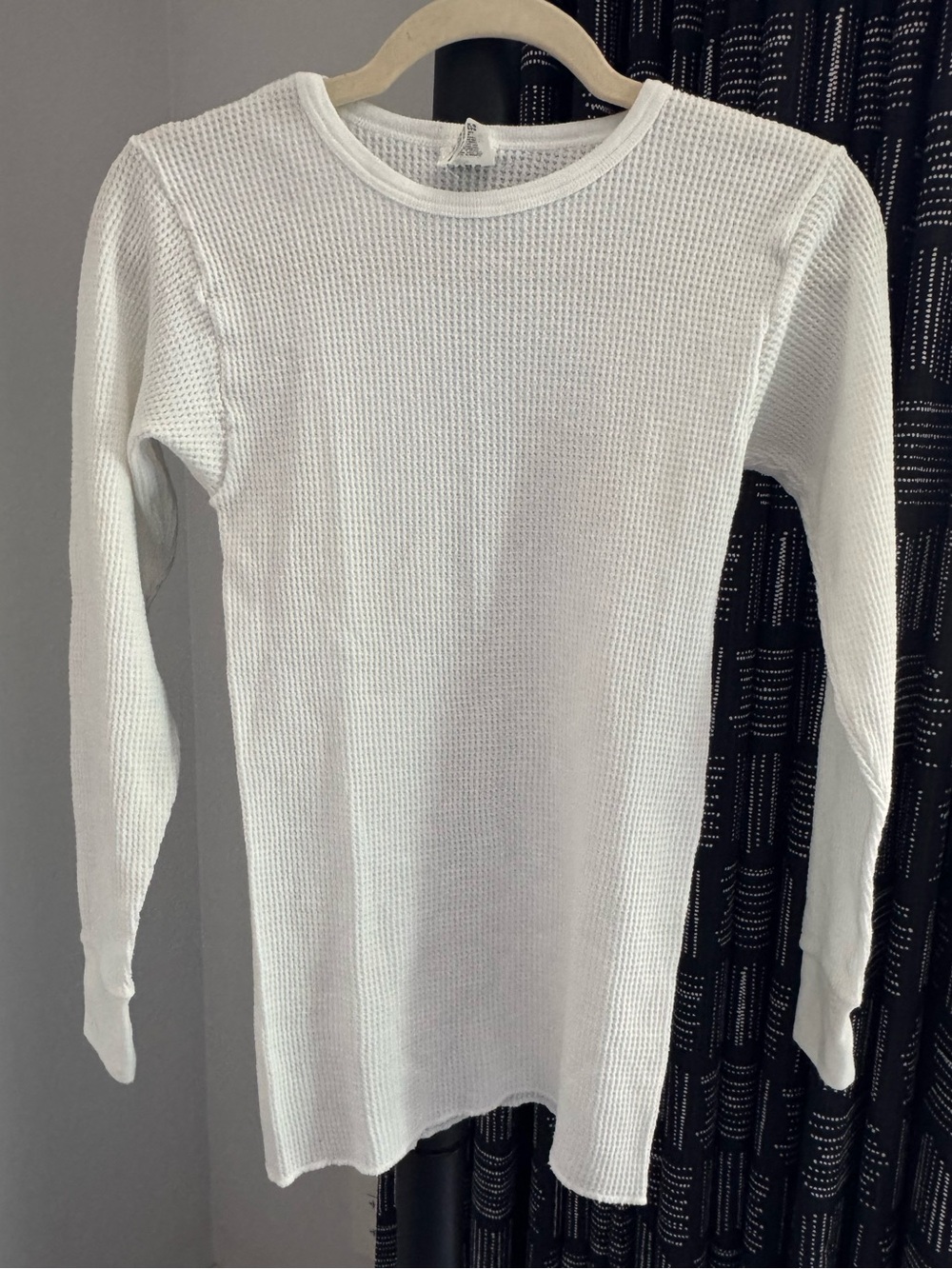 Vintage Waffle Knit Cotton Blend Long Sleeve Thermal Shirt Cold Weather Top SM